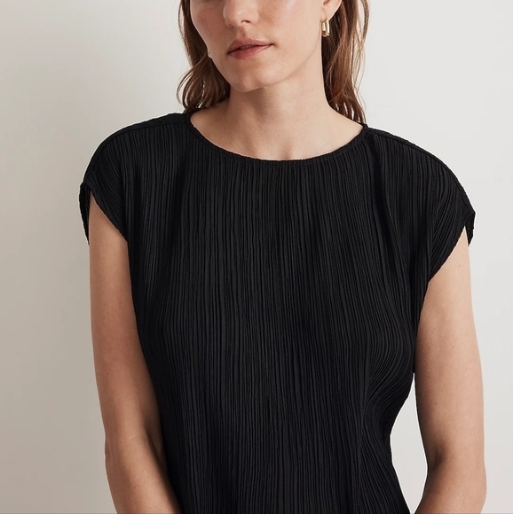 Madewell Plissé Mini Tee Dress – Black – NWT – Size 4 - Picture 4 of 8